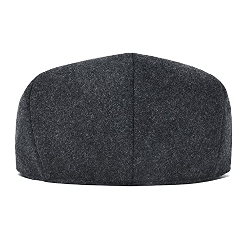 FEINION Men's Wool Tweed Newsboy Ivy Cap Gatsby Golf Flat Hat - color: Dark Grey, size: 7 1/4
