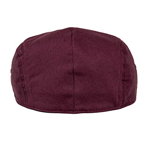 Men Ivy Cap Cotton Twill Newsboy Flat Hat - color: Burgundy, size: 7 3/8