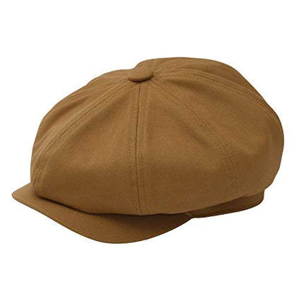 BOTVELA Men's Newsboy Flat Cap 100% Cotton Cabbie Hat - color: Brown, size: 7 7/8