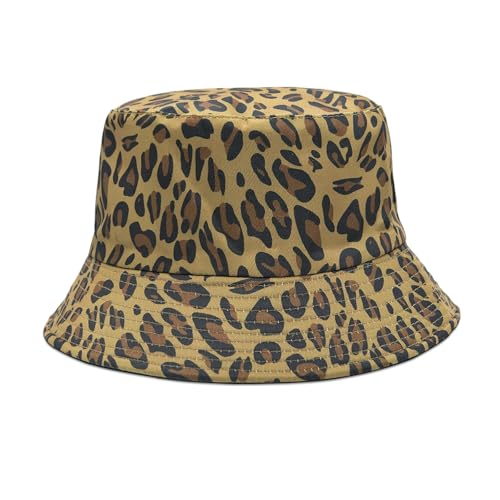 YAMEIZE Retro Style Bucket Hat for - Women Men Leopard Print Hat Fishing Cap Sun Hat Fishmen Hiking Beach Party Outdoor - color: Leopard 1