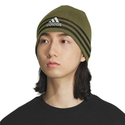 adidas Men's Reversible Skully Beanie - color: Eclipse/Olive Strata-shadow Olive/Black/Grey