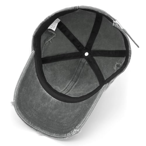 Retro Washed Distressed Baseball Cap with Five Pointed Stars for Women Men - color: Grey