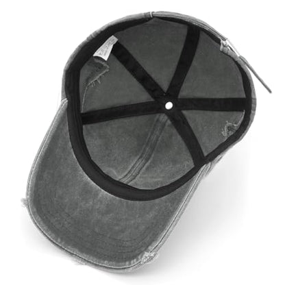 Retro Washed Distressed Baseball Cap with Five Pointed Stars for Women Men - color: Grey