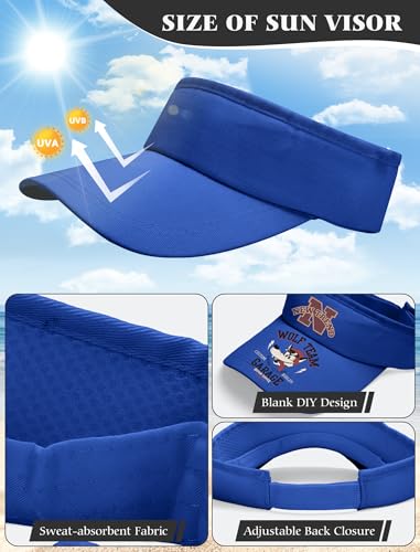 12 Pack Sun Visor Hats Softball Adjustable Cap Sun Protection for Women Men - color: Royal Blue