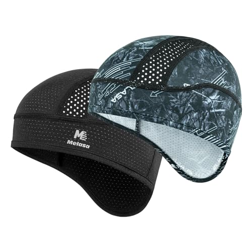 MELASA Cooling Skull Cap for Men Breathable Hard Hat Liner with Neck Shade - color: Black & Dark Forest