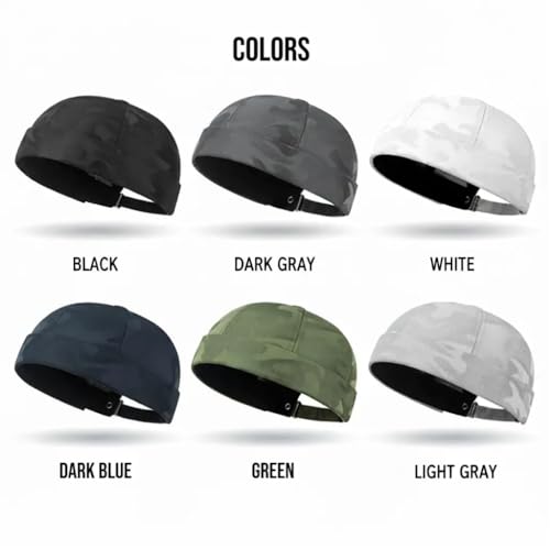 Camo Brimless Hat for Men Women Breathable Rolled Cuff Docker Cap Harbour Beanie Hats Landlord Hat Sailor Cap K517 - color: White