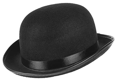 GEMVIE Classic Black Felt Derby Hat Lightweight Bowler Hat Novelty Costume Hat for Party Dress Ups - color: Black
