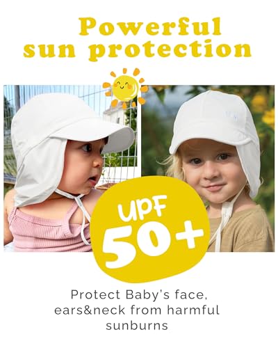 FURTALK Baby Sun Hat with Neck Flap UPF 50+ Toddler Quick Dry Swim Hat - color: White, size: 6-24 Months