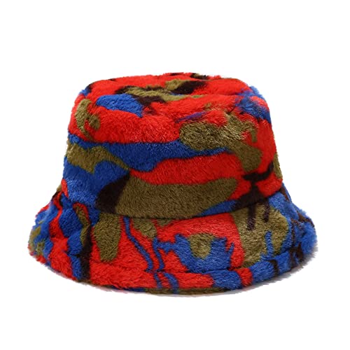 Dirholl Women's Winter Faux Fur Fuzzy Warm Bucket Hat - color: Colorful a