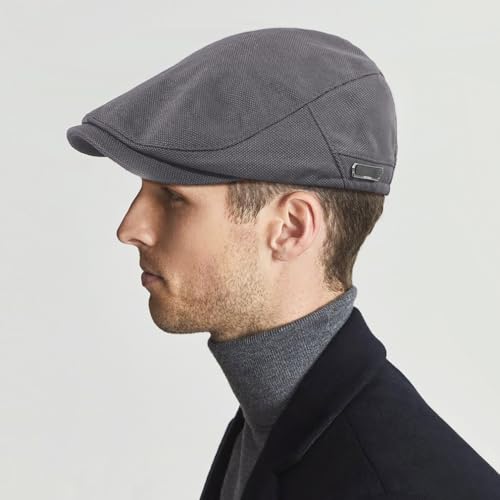 Newsboy Hats for Men Flat Cap Adjustable Irish Cabbie Ivy Driving Hunting Hat - color: Gray