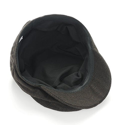 Gatsby Newsboy Hat Men Women Classic Herringbone 8 Panel Trendy Tweeb Flat Cap - color: C Brown