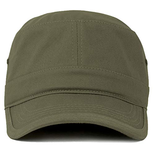 Trendy Apparel Shop 오버사이즈 XXL 플랫 탑 스타일 아미 캡 - color: 올리브