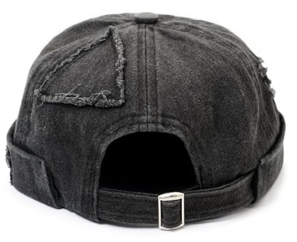 Mens Sailor Hats Brimless Denim Docker Caps Beanie - color: Black
