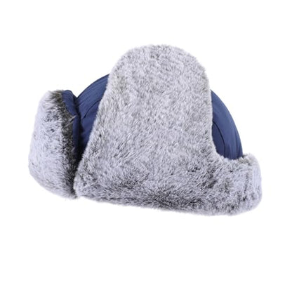 Home Prefer Men's Trapper Hat with Face Mask Faux Fur Trooper Trapper Hat for Men Winter Hunting Hat - color: Navy Blue