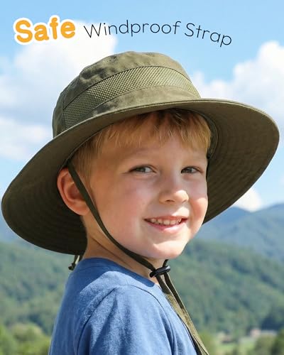 HONGTEYA Baby Toddler Sun Hat, Summer Mesh Bucket Beach Hat for Boys Girls - color: Grey+army Green, size: 6-24 Months