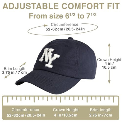 NY 3D Embroidered Dad Hat - New York Baseball Cap - color: Navy