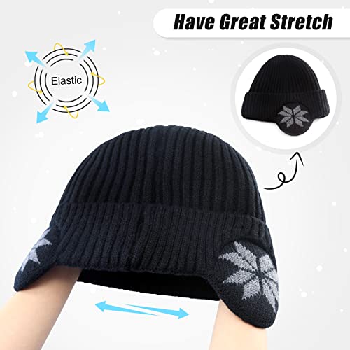 BAVST Hat for Men Knitted Beanie Women Winter Hats Men’s Stretchy Caps Outdoor Beanies Fleece Lined Ear Warmer - color: X-black