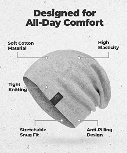 Warm Slouchy Beanie Hat - Deliciously Soft Daily Beanie in Fine Knit - color: Light Heather Grey