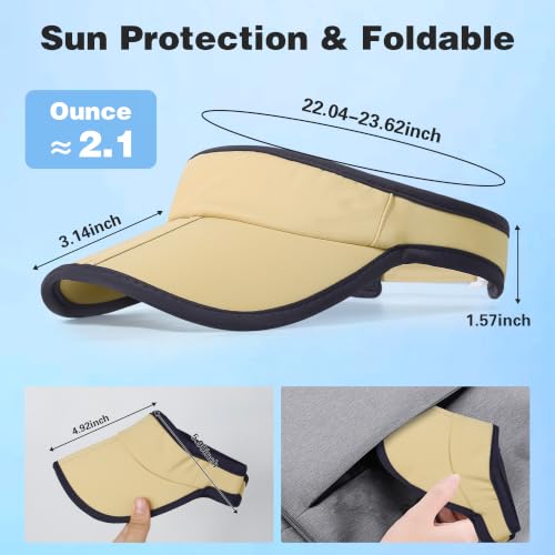 Sun Visor Caps Foldable Brim Adjustable Visor Hats for Women Men - color: Deepkhaki