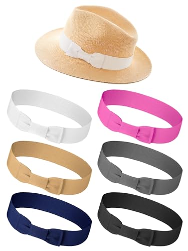 Tigeen 6 Pcs Bowknot Hat Band for Women Cowboy Panama - color: Cool Colors