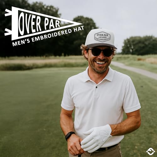 Funky Junque Golf Trucker Hat - color: Over Par & Under the Influence - Black/Beige
