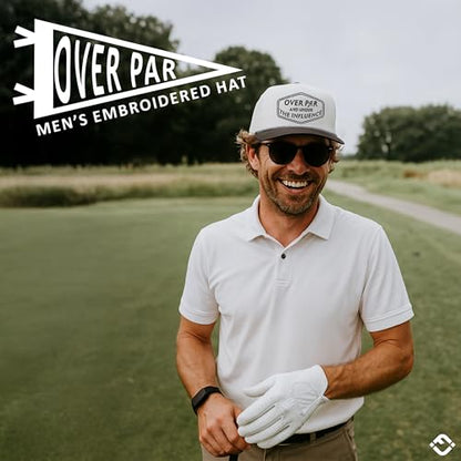 Funky Junque Golf Trucker Hat - color: Over Par & Under the Influence - Black/Beige