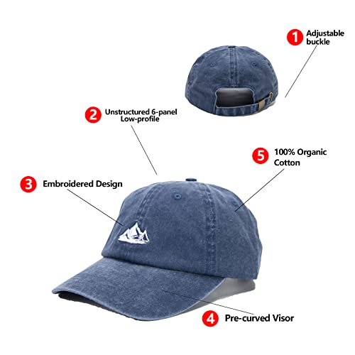 Dad Hat Baseball Cap Unisex Outdoor Unstructured Washed Soft Cotton Mountain Hat - color: Mountain, Navy+olive