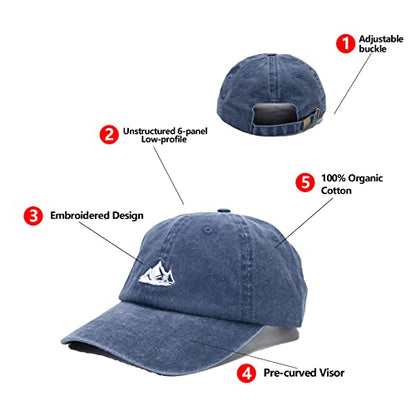 Dad Hat Baseball Cap Unisex Outdoor Unstructured Washed Soft Cotton Mountain Hat - color: Mountain, Navy+olive