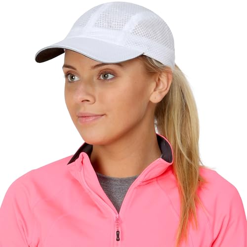 TrailHeads Women's Race Day Running Hat, Sports Cap with Reflective Trim - color: White