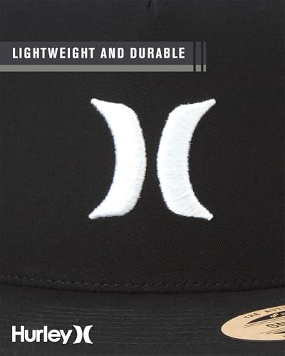 Hurley Mens Cap Flat Brim Mesh Panel Trucker Hat, Snap Back - color: Black/White