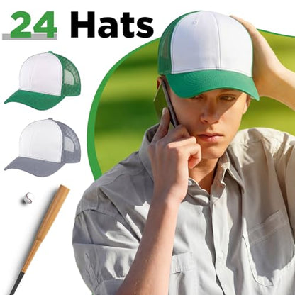Suhine 24 Pcs Blank Trucker Hat Bulk,Unisex Baseball Cap - color: Multicolor 2