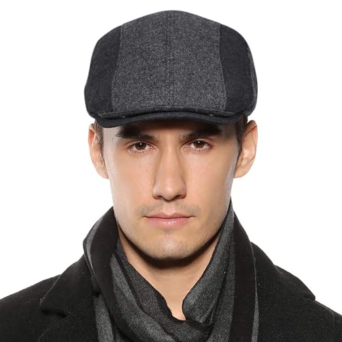 Sumolux Mens Newsboy Cap Winter Beret Hat Cabbie Flat Cap - color: D Grey