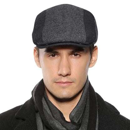 Sumolux Mens Newsboy Cap Winter Beret Hat Cabbie Flat Cap - color: D Grey