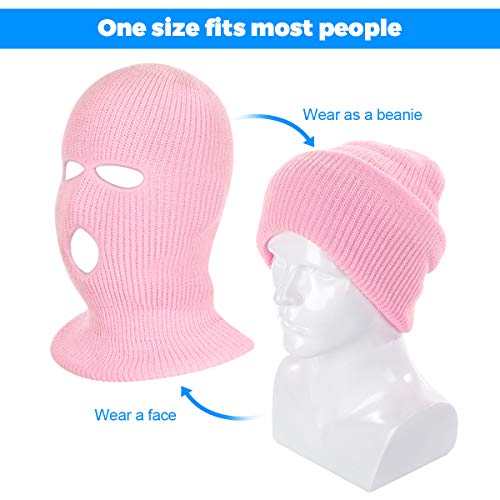 3-Hole Full Face Mask Cover Ski Mask Winter Balaclava Cap - color: Pink