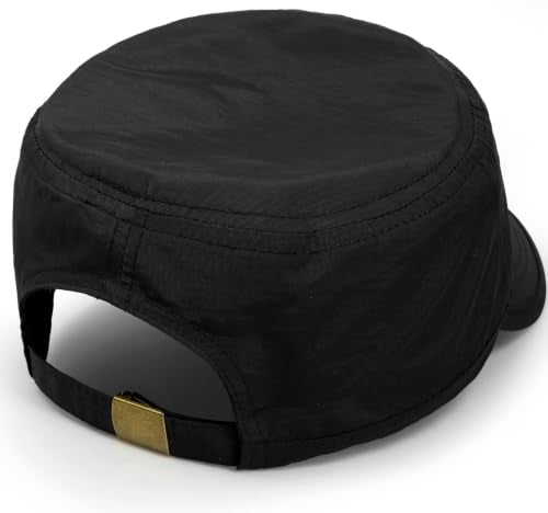Cadet Army Cap Unisex Military Hat Adjustable Flat Top Cap Baseball Cap - color: Black