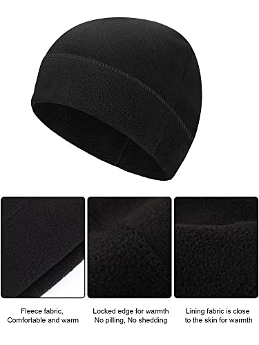 Geyoga 6 Pcs Fleece Beanie Fleece Skull Cap - color: Black, size: One Size