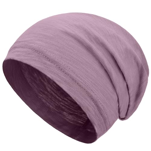 100% Cotton Summer Beanie for Men Women, Thin Soft Slouchy Beanies - color: 1pcs-purple, size: Medium