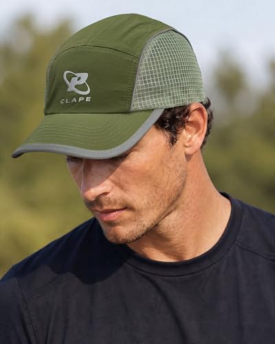 Croogo 5 Panel Running Hat Quick-Drying Lightweight Mesh Baseball Cap - color: Olive Green