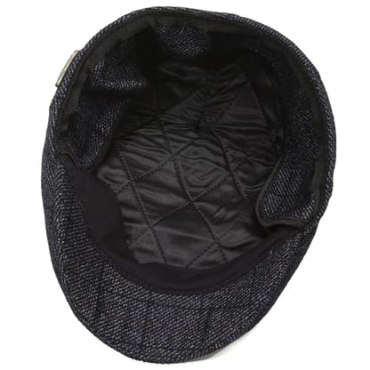 Men's Newsboy Cap with Earflaps Flat Ivy Caps Gatsby Golf Cabbie Hats - color: Black Square