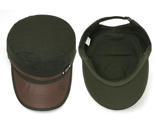 Initlove Military Hat Cadet Army Cap Flat Top Hats for Men Women - color: Green