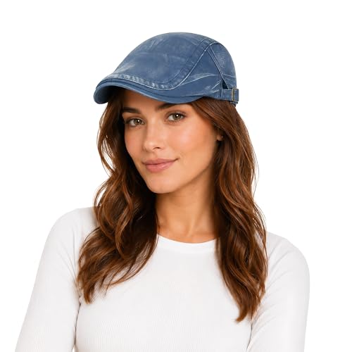 SEAUR Newsboy Hats for Women Cotton Ivy Flat Cap Adjustable Breathable Cabbie Gatsby Golf Hats Gatsby Irish Hat for Men - color: Navy Blue
