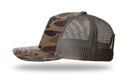 Richardson 112FP & 112PFP Classic Fit Five-Panel Snapback Trucker Cap |OSFM - color: Bark Duck Camo/Brown