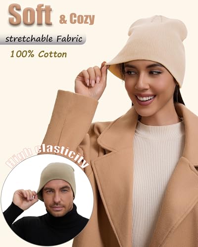 100% Cotton Beanie Hat for Men Women Cuffless Warm Winter Hats - color: 1pcs-pink