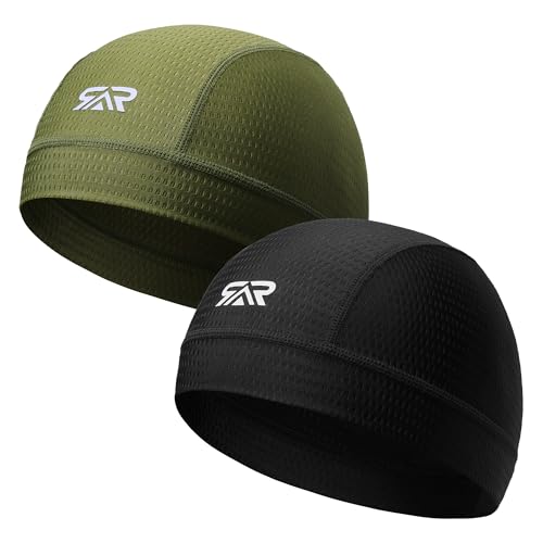 LONGLONG 2-Pack Breathable Skull Caps Helmet Liner for Motorcycle Hard Hat - color: Black+army Green