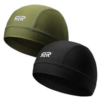 LONGLONG 2-Pack Breathable Skull Caps Helmet Liner for Motorcycle Hard Hat - color: Black+army Green