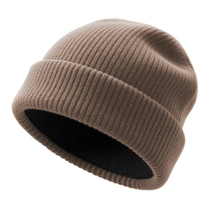 Unisex Winter Beanie for Men Women Soft Fleece Lined Warm Knit Hat - color: Brown