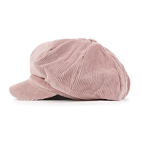 ililily Washed Cotton Newsboy Cabbie Cap Corduroy Duck Bill Flat Hunting Hat - color: Pink - New