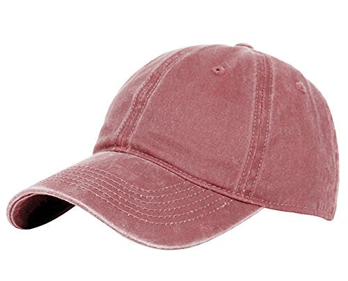 Glamorstar Classic Unisex Baseball Cap Adjustable Washed Dyed Cotton Ball Hat - color: Red Wine