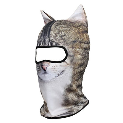 WTACTFUL 3D Animal Ears Balaclava, Breathable Face Mask for Halloween - color: Cat Meb-20