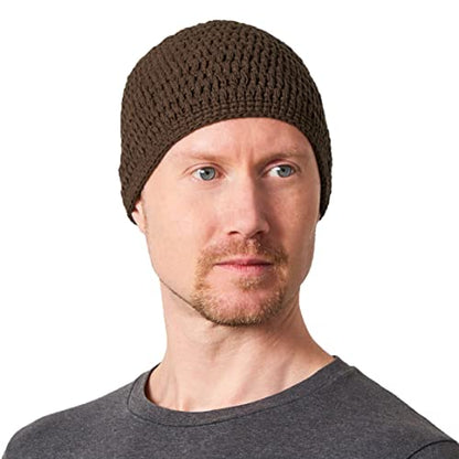 CHARM Mens Cotton Beanie Skull Cap - color: Dark Brown, size: Large